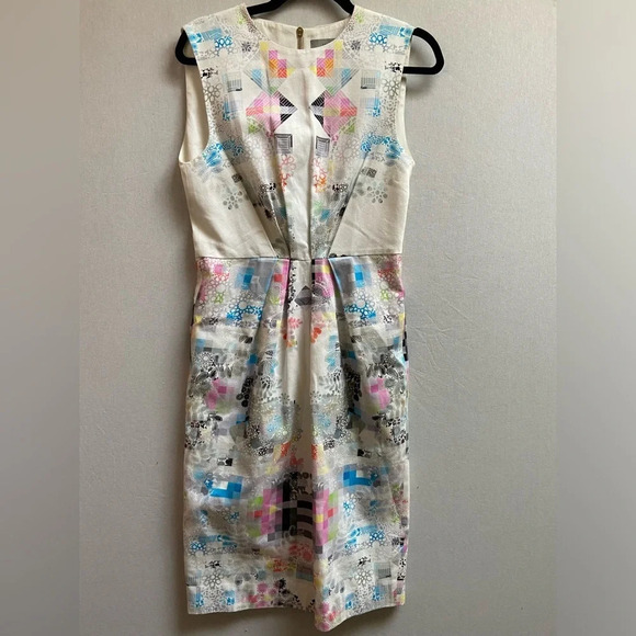 Preen by Thornton Bergazzi Designer multicoloured pattern Dress Sz M - Picture 1 of 14